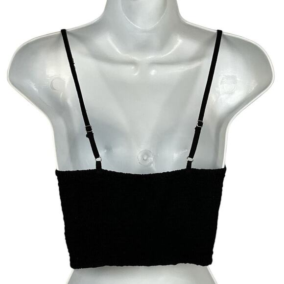 Hollister Size Small Black Crop Tank Top Adjustable Strap Smock Back Layering - Picture 3 of 10